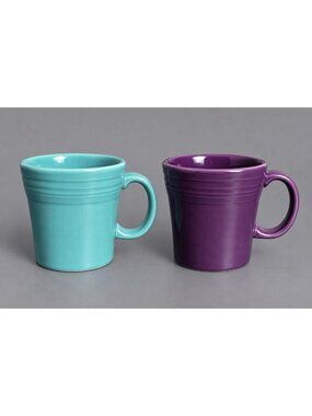 FIESTA Lot of 2 Tapered 4" Coffee Mugs Mulberry (Purple) & Turquoise (Blue)